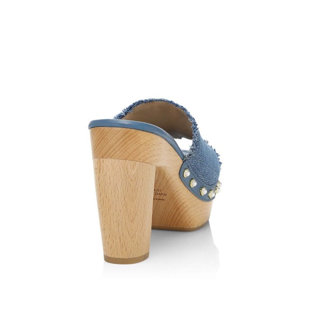 Stuart Weitzman Pearl Washed Denim Clog Sandals N… - image 4
